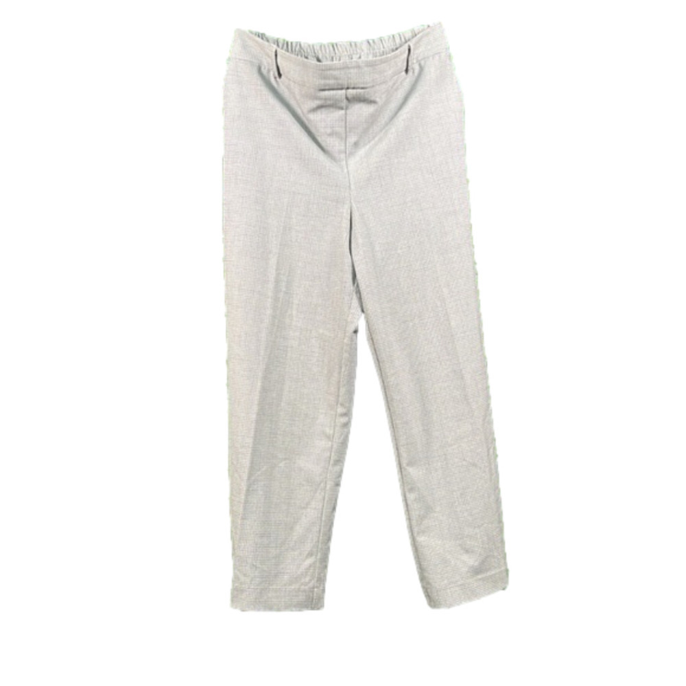 🦩 312. Nicole Miller NYC Grey + Black Check Print Elastic Waist Trouser Size 4